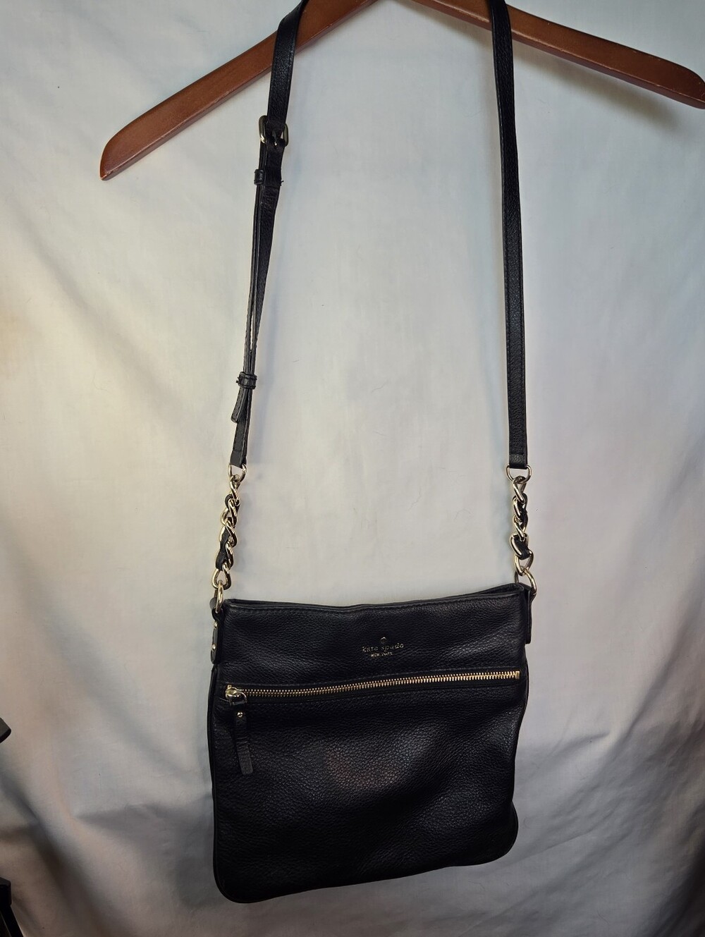 Kate Spade Jackson Street Melisse Crossbody Black Pebbled Leather Zip Top Bag